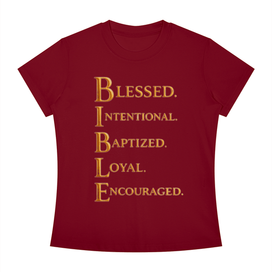 Slim fit crewneck t-shirt with inspirational Christian scripture design for women