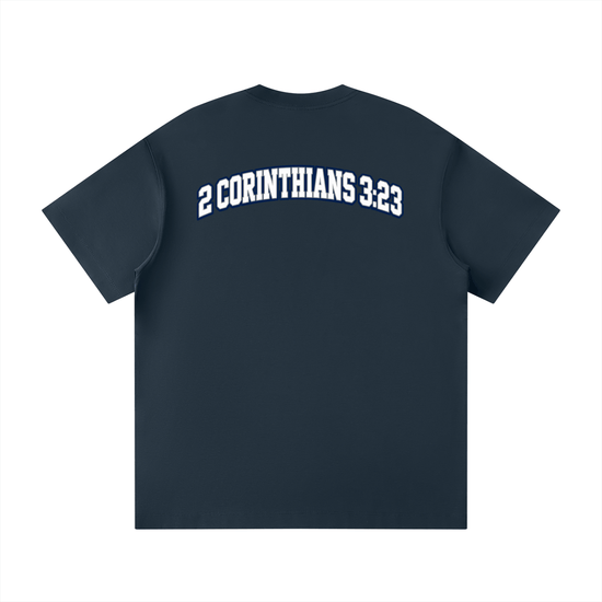 Unisex loose fit crewneck t-shirt in cotton blend with short sleeves and drop shoulder design