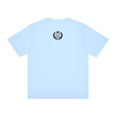 Christ-centered streetwear tee with oversized YN varsity logo and Mark 12:31 scripture on light-colored fabric
