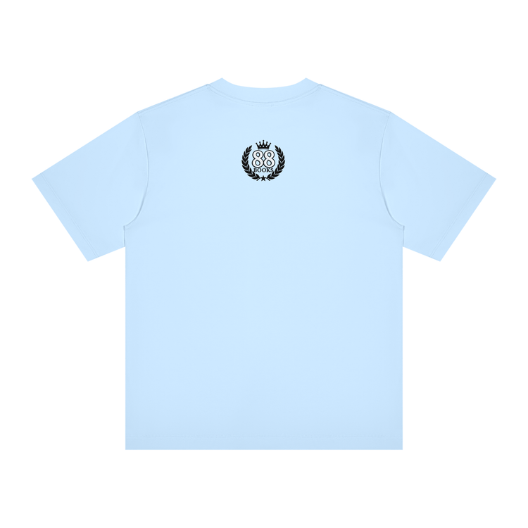 Christ-centered streetwear tee with oversized YN varsity logo and Mark 12:31 scripture on light-colored fabric