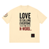 Unisex Love Is Calling Everyone Neighbor Tee with distressed front graphic and large NEIGHBORS print inspired by Matthew 22:39