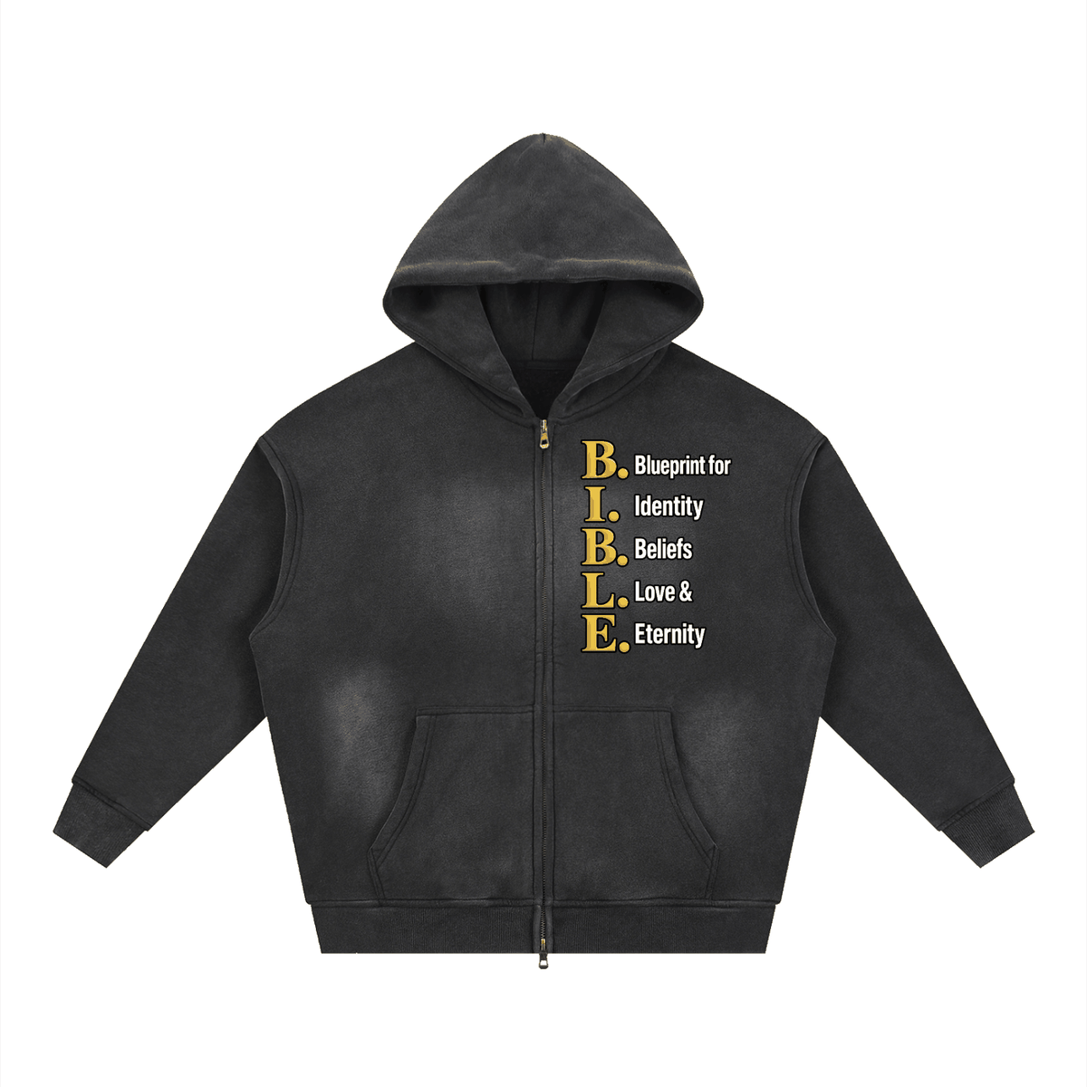 Sunfade Two-way Zipper boxy fleece hoodie unisex casual cotton blend with hood and long sleeves