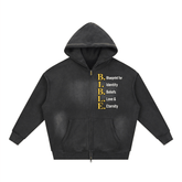 Sunfade Two-way Zipper boxy fleece hoodie unisex casual cotton blend with hood and long sleeves