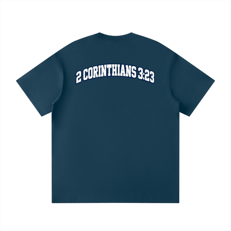 Unisex loose fit crewneck t-shirt in cotton blend with short sleeves and drop shoulder design