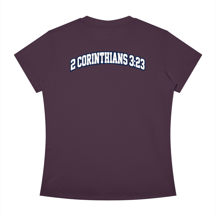 Slim fit crewneck t-shirt with inspirational Bible scripture for women