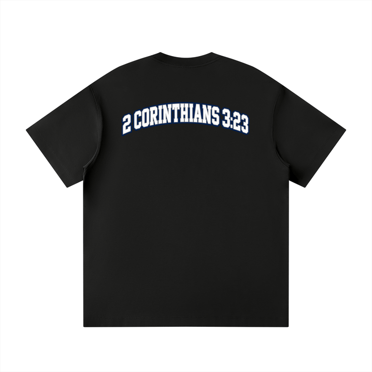 Unisex loose fit crewneck T-shirt in cotton blend fabric with short sleeves and drop shoulder design