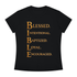 Slim fit crewneck B.I.B.L.E woman tee with inspirational Christian scripture design