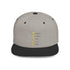White Emoji Mood Tracker snapback hat with green undervisor and flat bill embroidered design