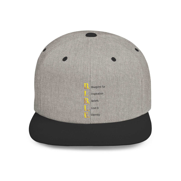 White Emoji Mood Tracker snapback hat with green undervisor and flat bill embroidered design