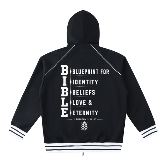 Striped Trim Zip-Up Hoodie