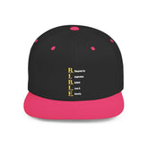 Emoji Mood Tracker snapback hat with embroidered playful emoji design and adjustable closure