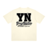 Christ-centered streetwear tee with oversized YN logo and Mark 12:31 scripture in light color