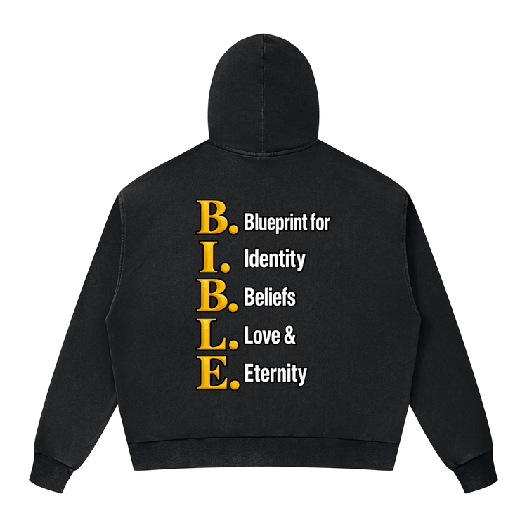 Unisex mineral wash boxy full zip hoodie in cotton blend fabric with hood and pockets