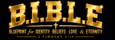 Black Bible T-shirt with bold gold B.I.B.L.E. lettering on front