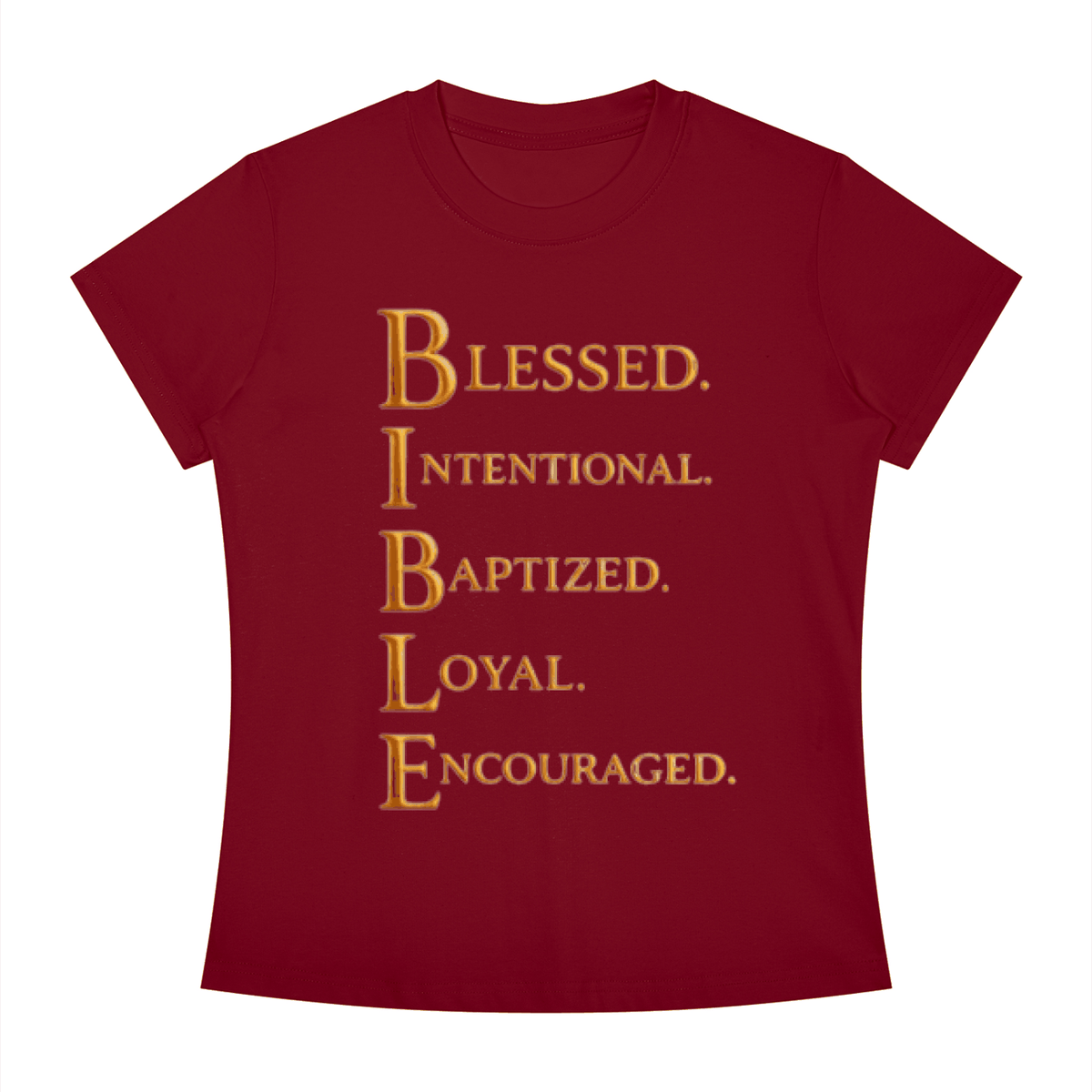 Slim fit crewneck t-shirt with inspirational Christian scripture design for women