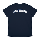 Slim fit crewneck B.I.B.L.E woman tee with inspirational Christian scripture design
