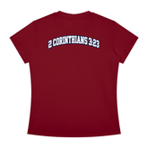 Slim fit crewneck B.I.B.L.E woman tee with inspirational Christian scripture print