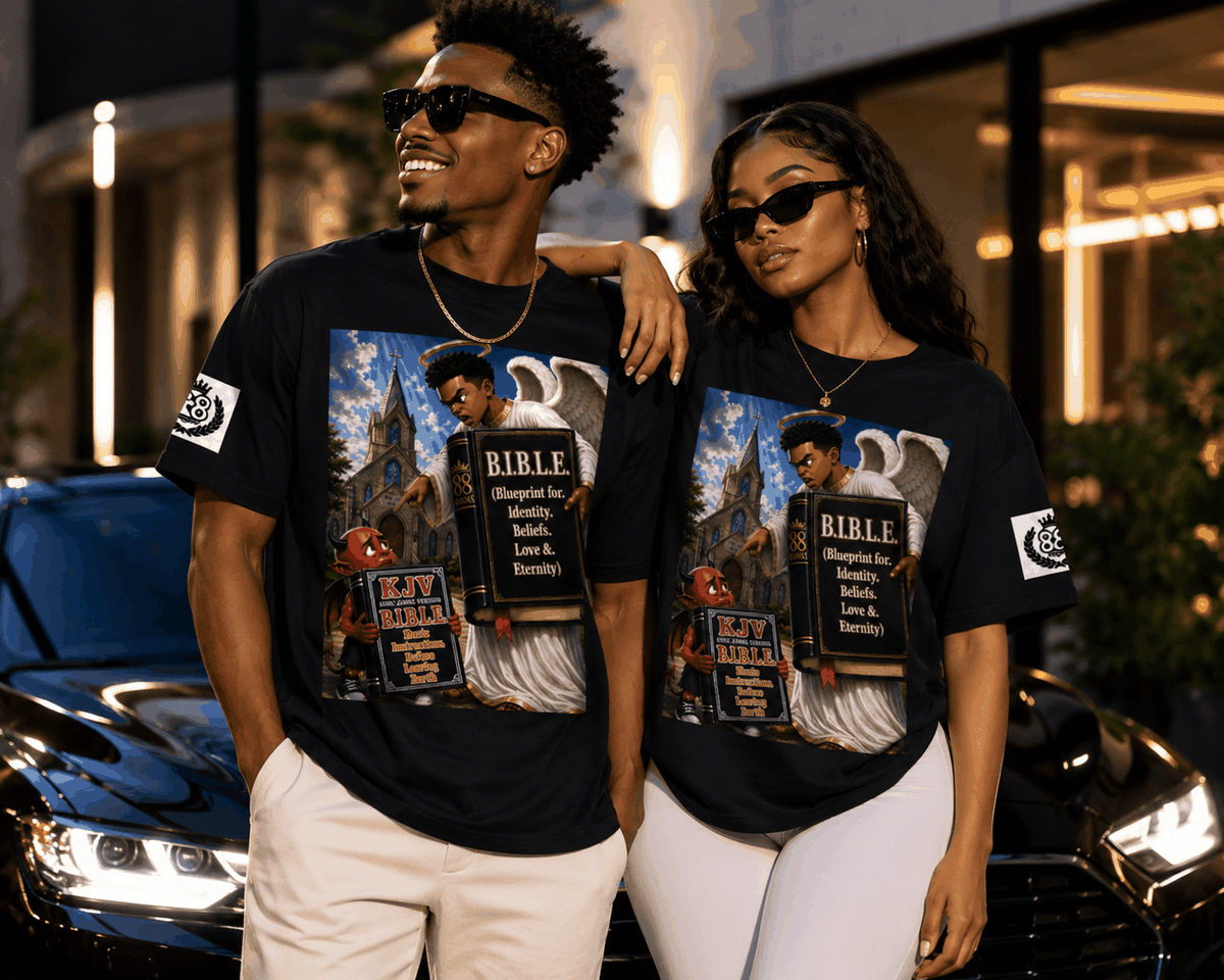 Black B.I.B.L.E graphic tee featuring Bible verse design symbolizing faith and scripture guidance