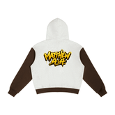 Unisex color block fleece full zip hoodie with patchwork design and hood