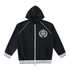 Unisex striped trim zip-up hoodie with hood and long sleeves in cotton-polyester blend fabric