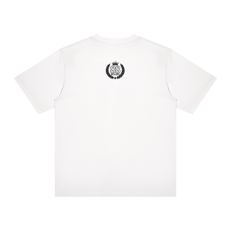 Christ-centered streetwear tee with oversized YN logo and Mark 12:31 scripture detail