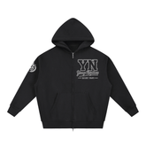 Unisex essential oversized fleece hoodie with zipper and pockets in thick cotton blend fabric