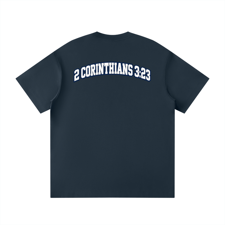 Unisex loose fit crewneck t-shirt in cotton blend with short sleeves and drop shoulder design