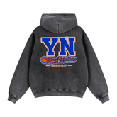 Unisex zip-through boxy fleece hoodie with hood and zipper in cotton blend fabric