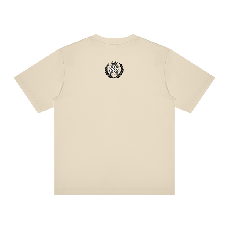 Christ-centered streetwear tee with oversized YN varsity logo and Mark 12:31 scripture on light color fabric