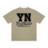 Christ-centered streetwear tee with bold YN varsity logo and Young Neighbors script on light color fabric