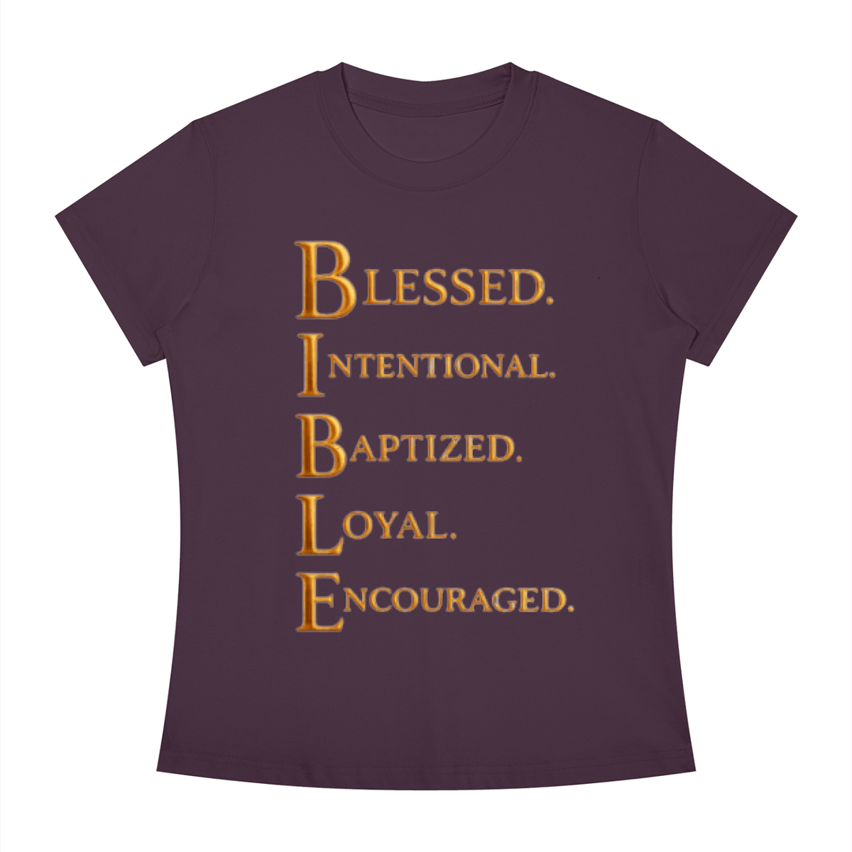 Slim fit crewneck t-shirt with inspirational Christian scripture design on women&