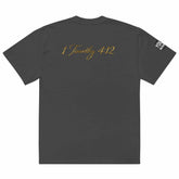 Oversized Signature Tee in premium cotton with relaxed fit and ribbed crew neckline for casual streetwear style
