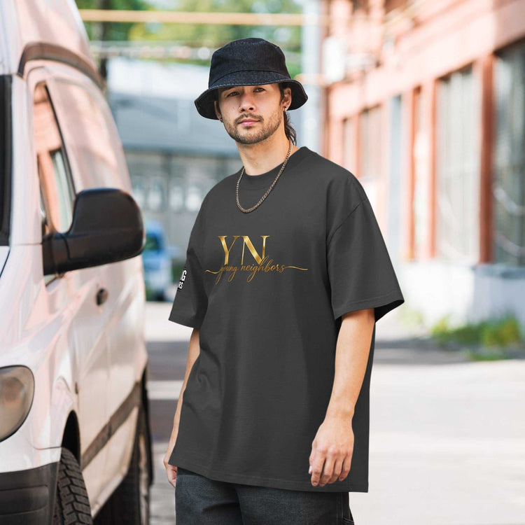 Oversized Signature Tee in soft cotton with relaxed fit and ribbed crew neckline for casual streetwear style