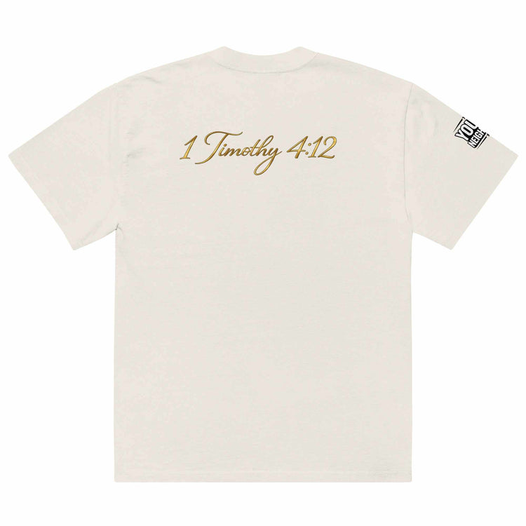 Oversized Signature Tee in premium cotton with relaxed fit and ribbed crew neckline for casual streetwear style