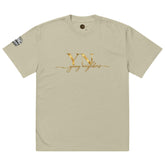 Oversized Signature Tee in premium cotton with relaxed fit and ribbed crew neckline for versatile casual wear