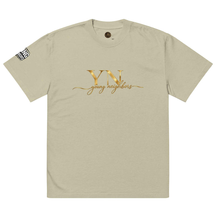 Oversized Signature Tee in premium cotton with relaxed fit and ribbed crew neckline for versatile casual wear