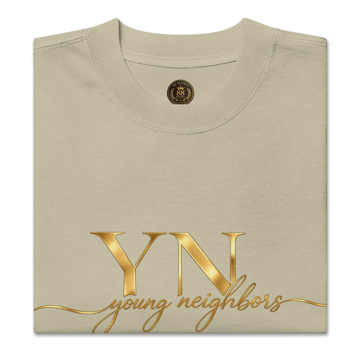 Oversized Signature Tee in white premium cotton with relaxed fit and ribbed crew neckline for casual streetwear style