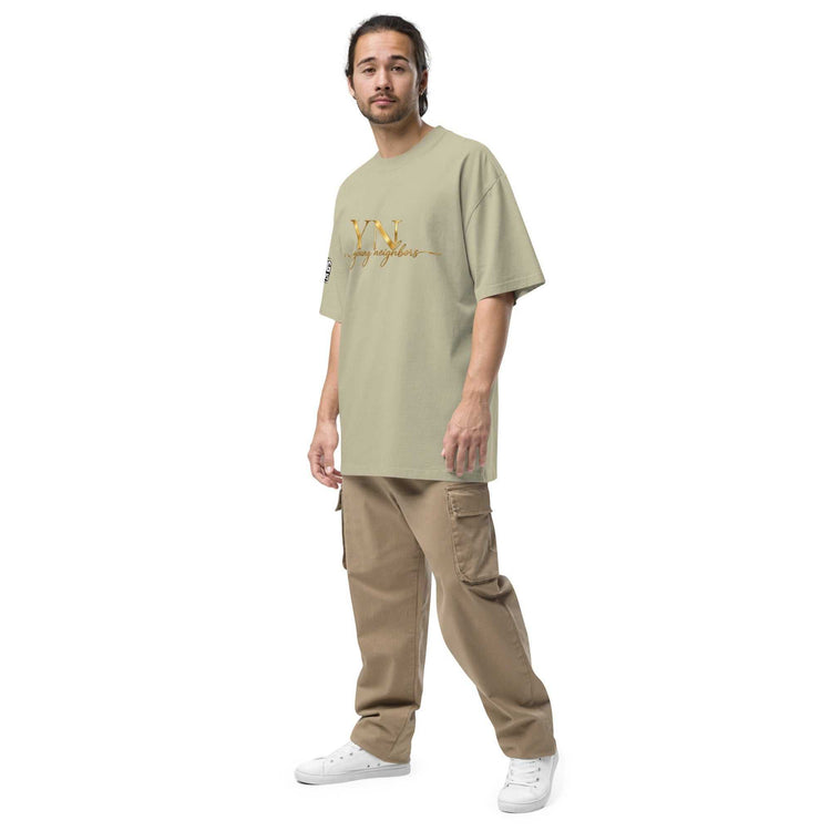 Casual oversized signature tee in premium cotton with relaxed fit and ribbed crew neckline