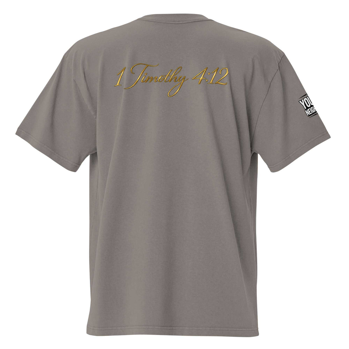 Oversized Signature Tee in premium soft cotton with relaxed fit and ribbed crew neckline