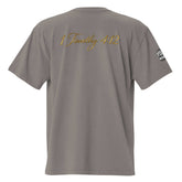 Oversized Signature Tee in premium soft cotton with relaxed fit and ribbed crew neckline