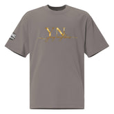 Black oversized signature tee with relaxed fit and drop shoulders, 100% cotton casual T-shirt