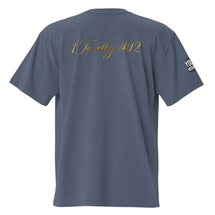 Unisex oversized signature tee in premium cotton with relaxed fit and ribbed crew neckline
