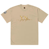 Oversized Signature Tee in premium cotton with relaxed fit and ribbed crew neckline