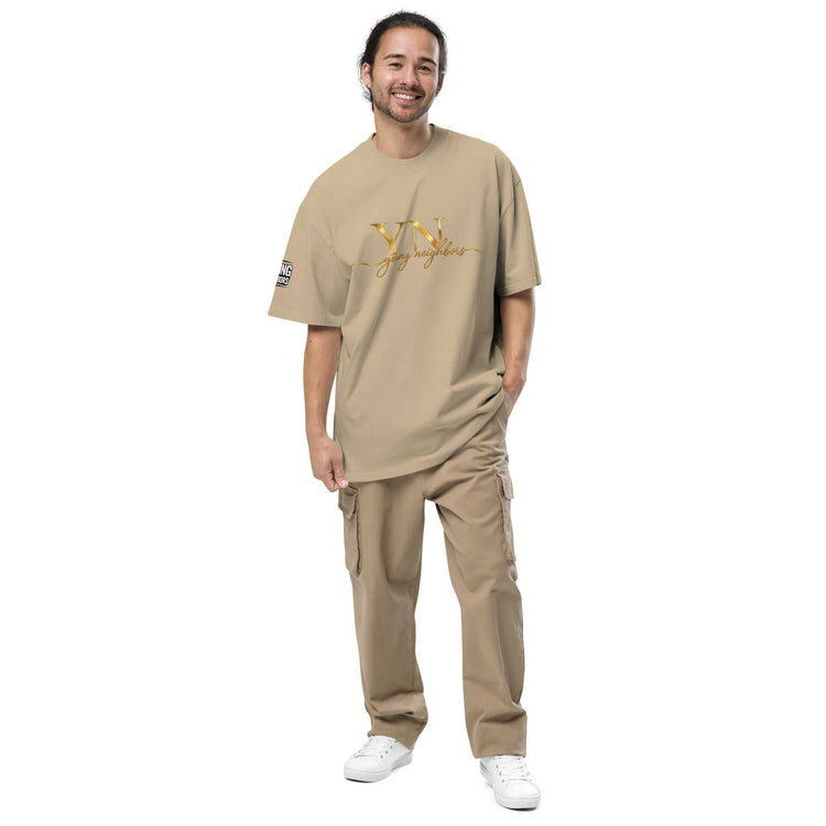 Unisex oversized signature tee in premium cotton with relaxed fit and ribbed crew neckline for casual comfort and streetwear style