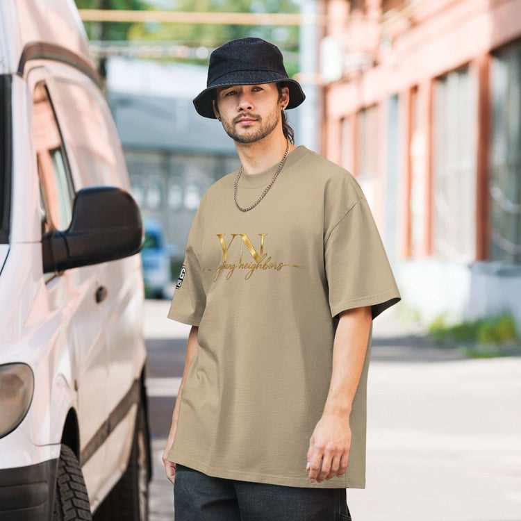 Lightweight oversized signature tee in premium cotton with relaxed fit and ribbed crew neckline