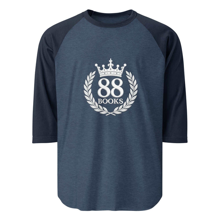Classic Baseball Tee with faith graphic and raglan sleeves on a wooden background