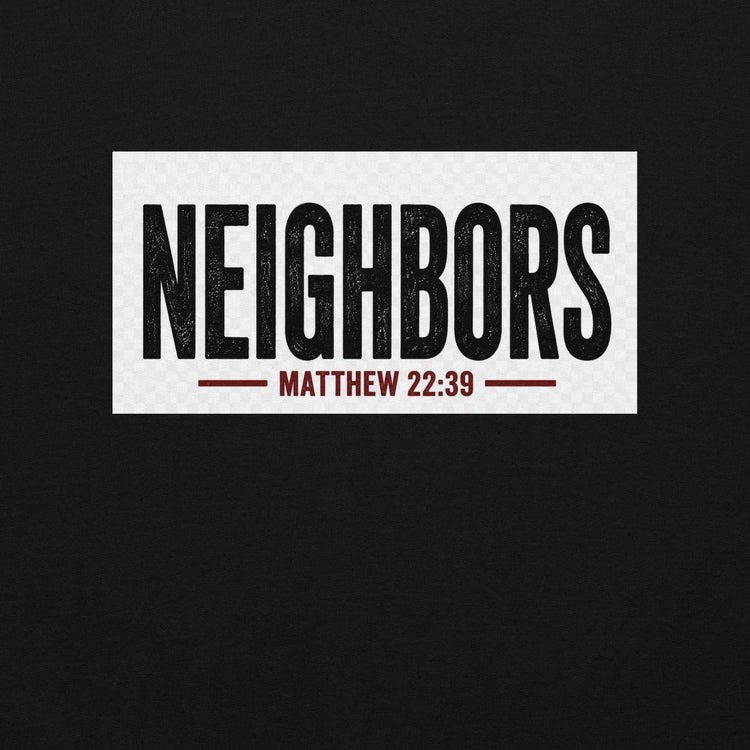 Unisex Neighbors Hoodie with bold logo, premium cotton-blend fleece, and relaxed fit for community-inspired comfort