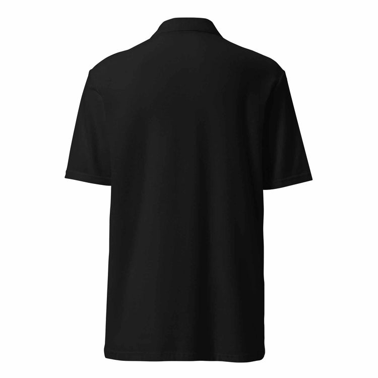 Unisex pique polo shirt with crown-and-laurel crest and athletic raglan design